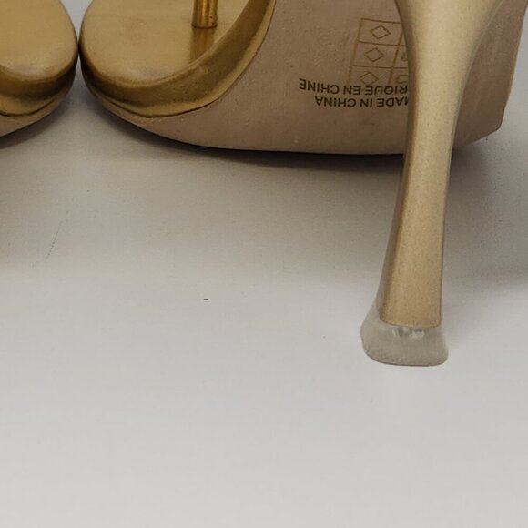 Jeffrey Campell Polished Sandal Heel Metallic Gold Rhinestone Size 7 - Picture 7 of 14